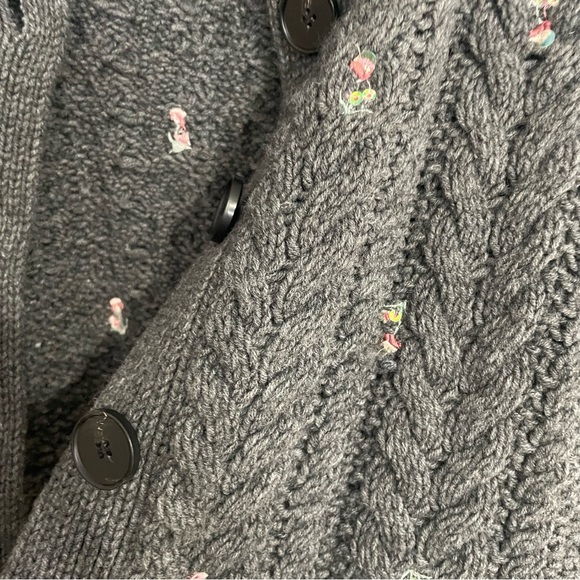 Something Navy Embroidered Cable Knit Cardigan sz XS Grey - Picture 4 of 11